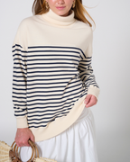 Gillian High neck striped sweatshirt