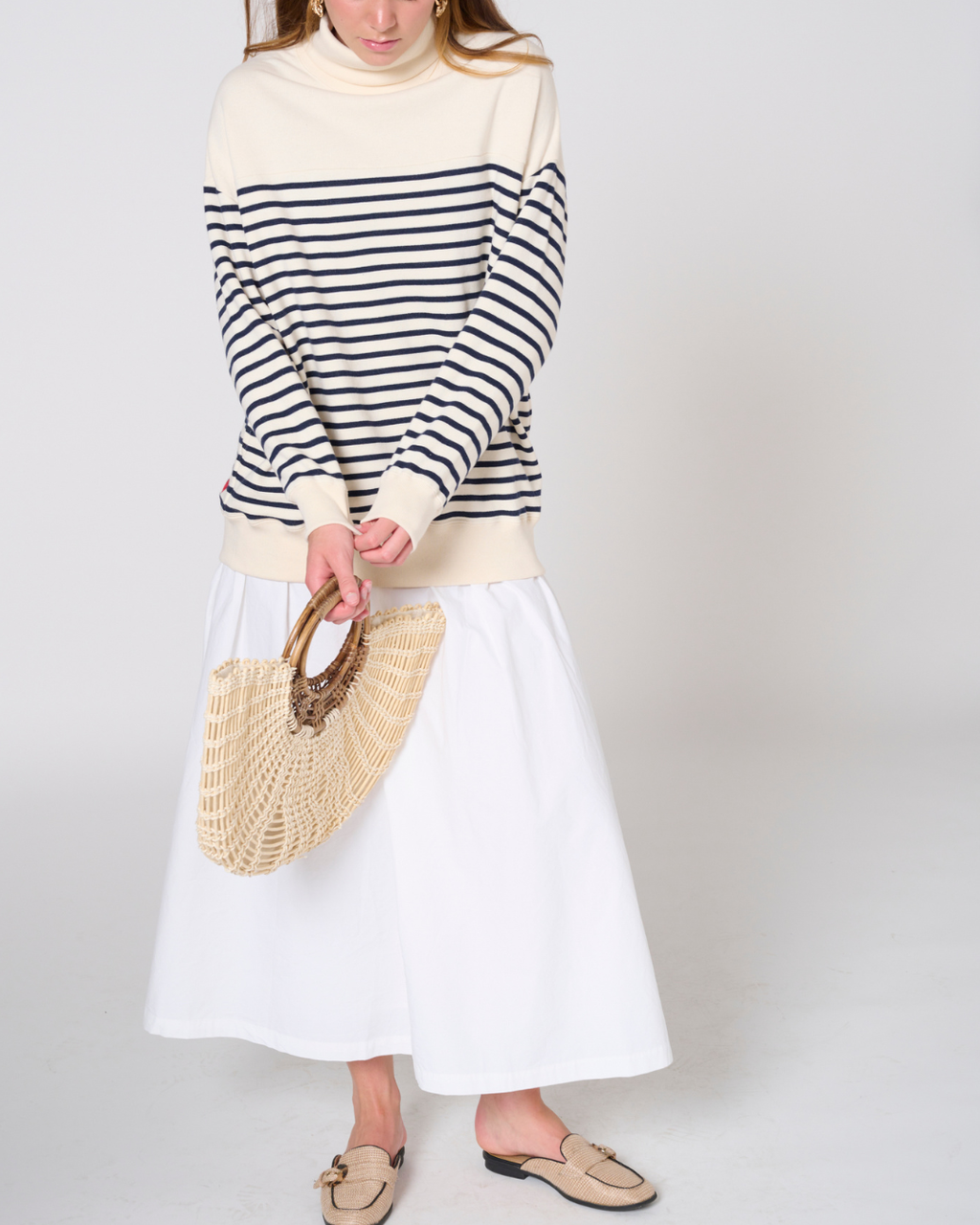 Gillian High neck striped sweatshirt