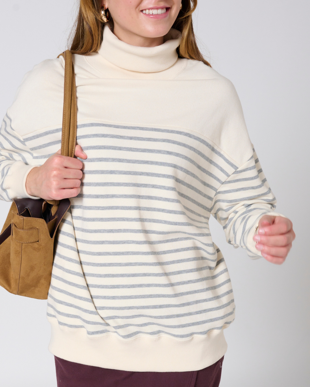 Gillian High neck striped sweatshirt