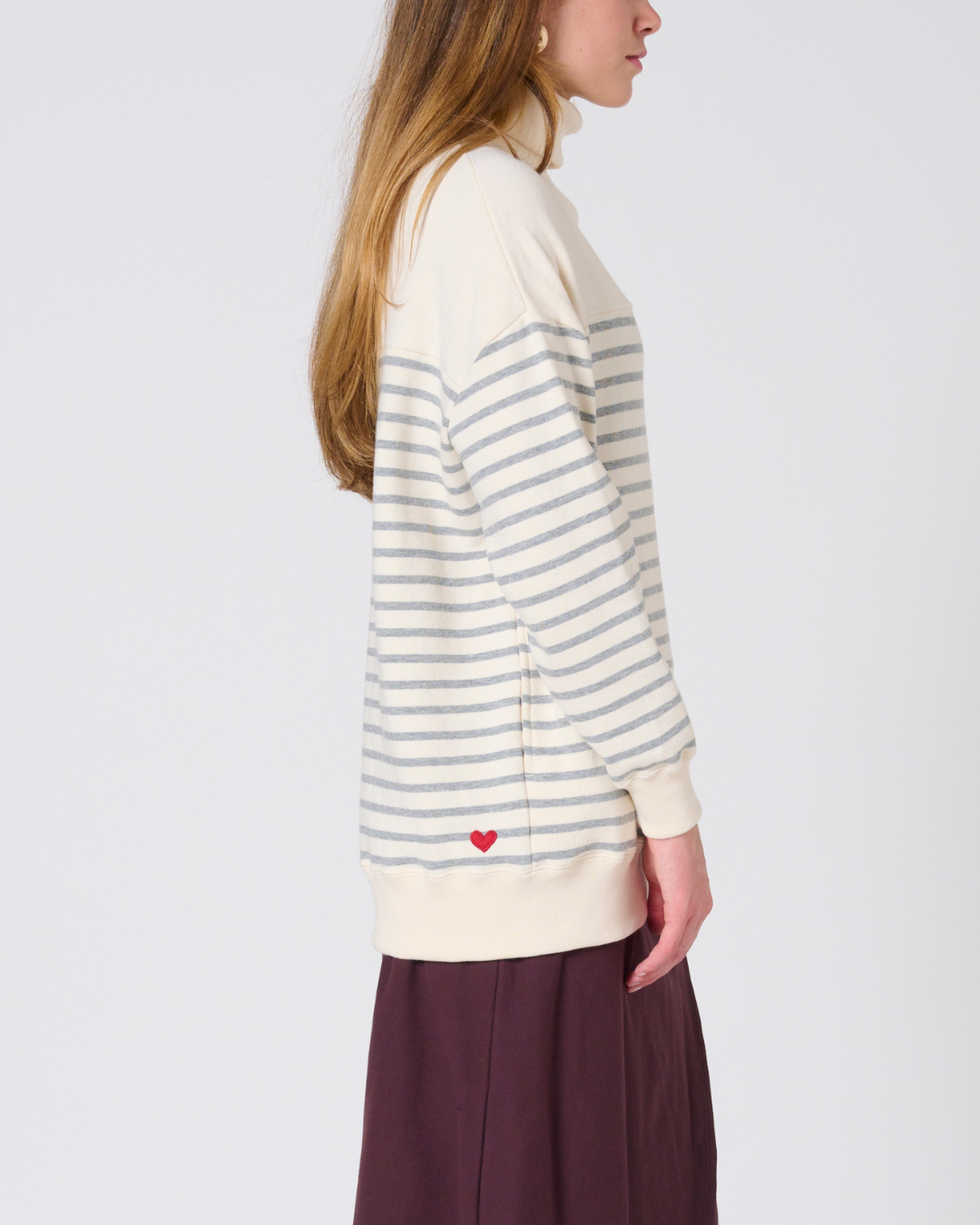 Gillian High neck striped sweatshirt