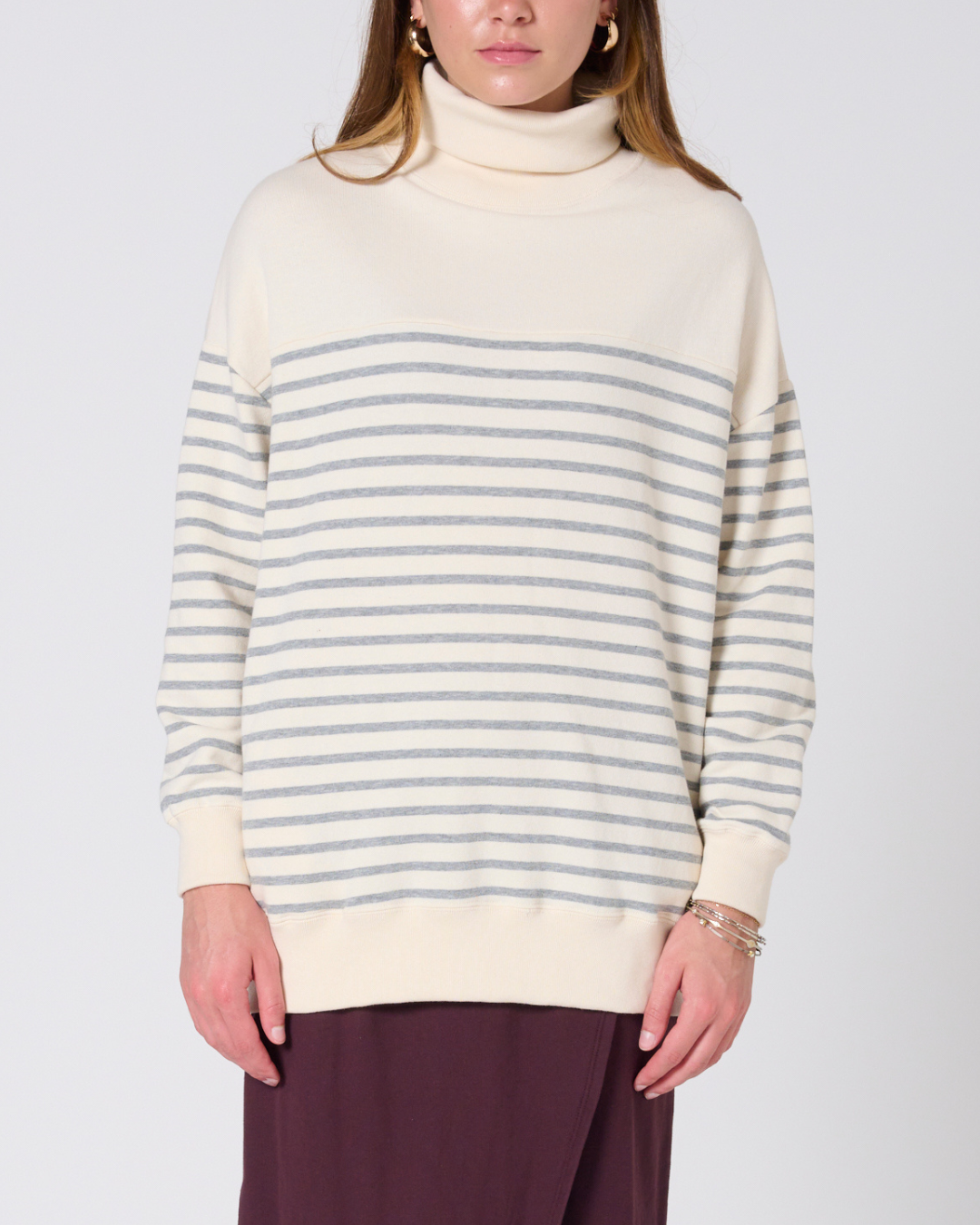 Gillian High neck striped sweatshirt