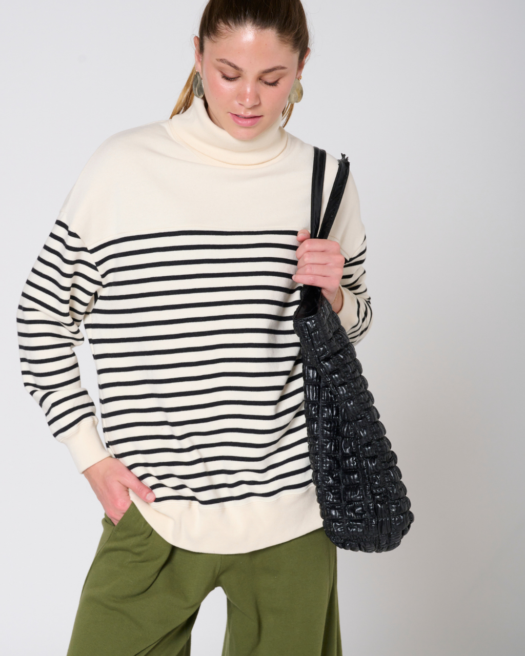 Gillian High neck striped sweatshirt