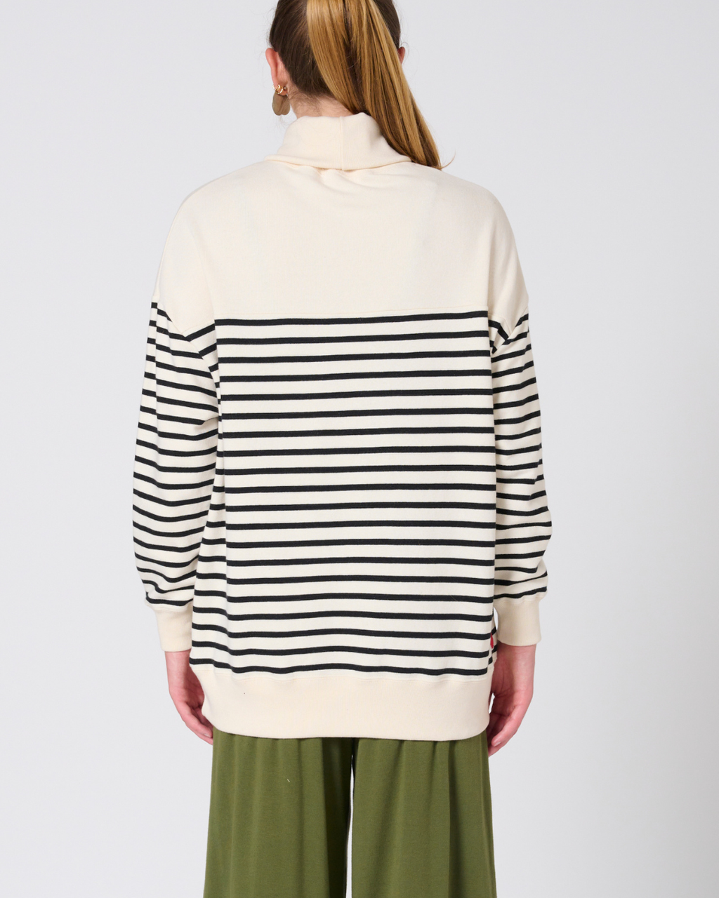 Gillian High neck striped sweatshirt