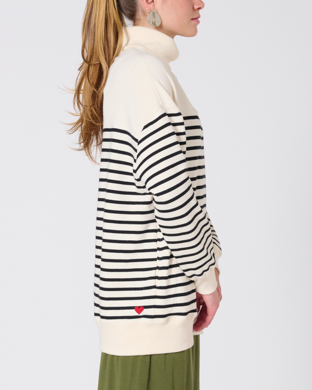 Gillian High neck striped sweatshirt