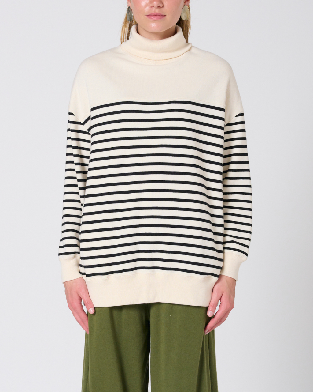 Gillian High neck striped sweatshirt