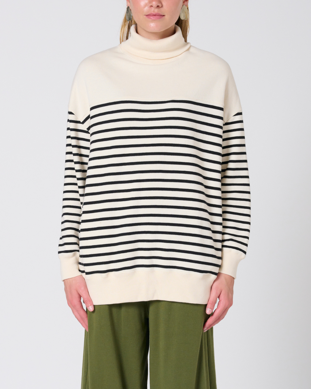 Gillian High neck striped sweatshirt