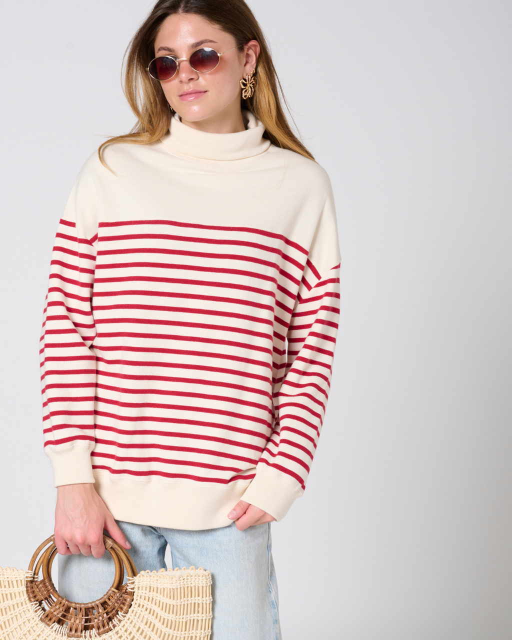 Gillian High neck striped sweatshirt