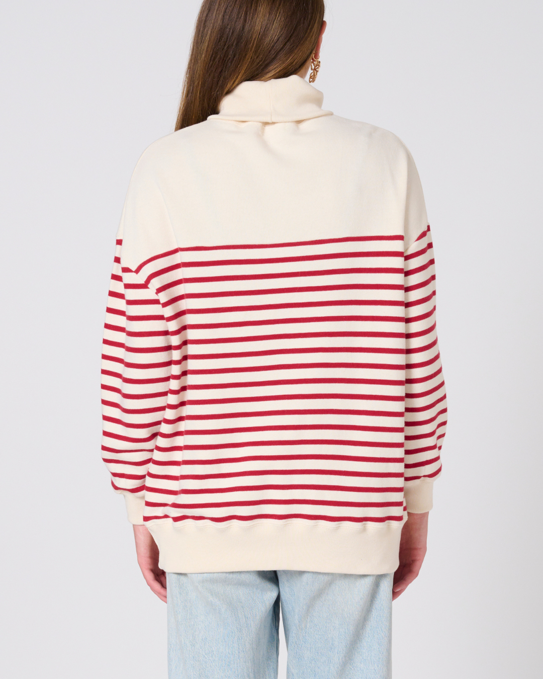 Gillian High neck striped sweatshirt
