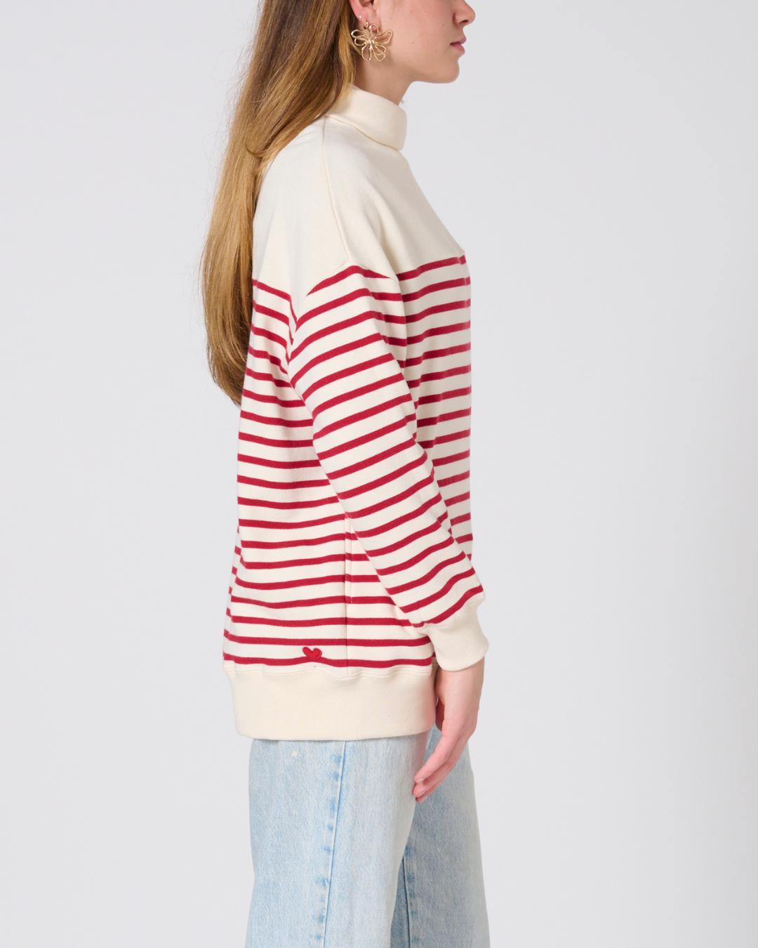 Gillian High neck striped sweatshirt