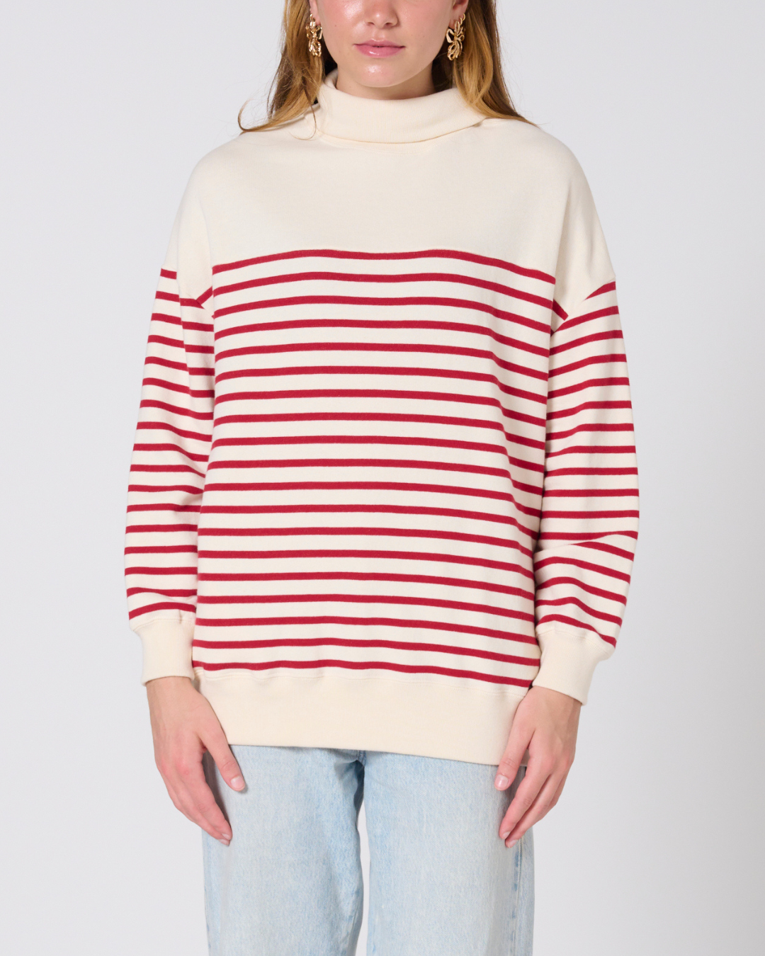 Gillian High neck striped sweatshirt