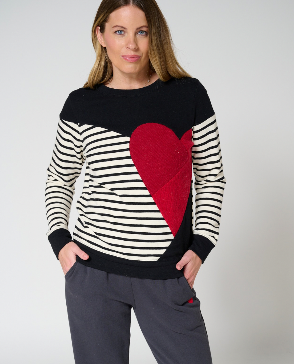 Momiji stripe sweatshirt