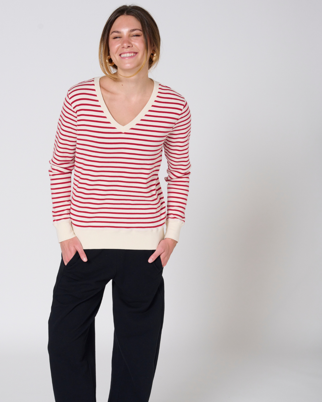 *PREORDER Martina Stripe V-Neck Top