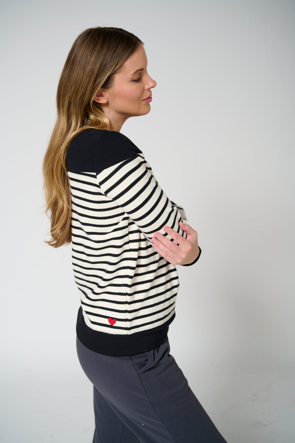 Momiji stripe sweatshirt