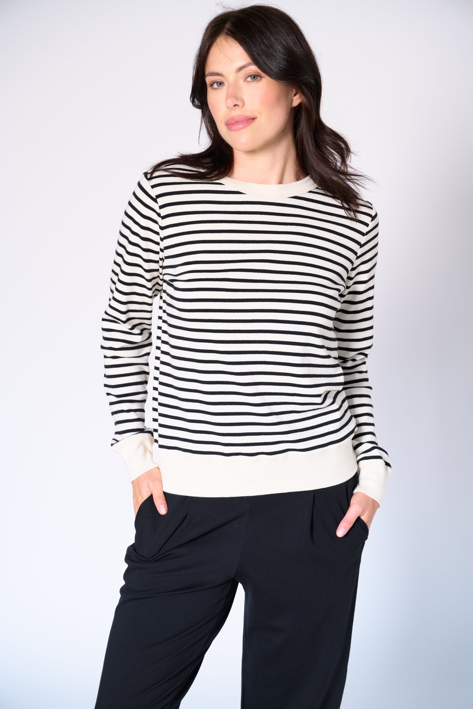 Genevieve stripe crew neck top