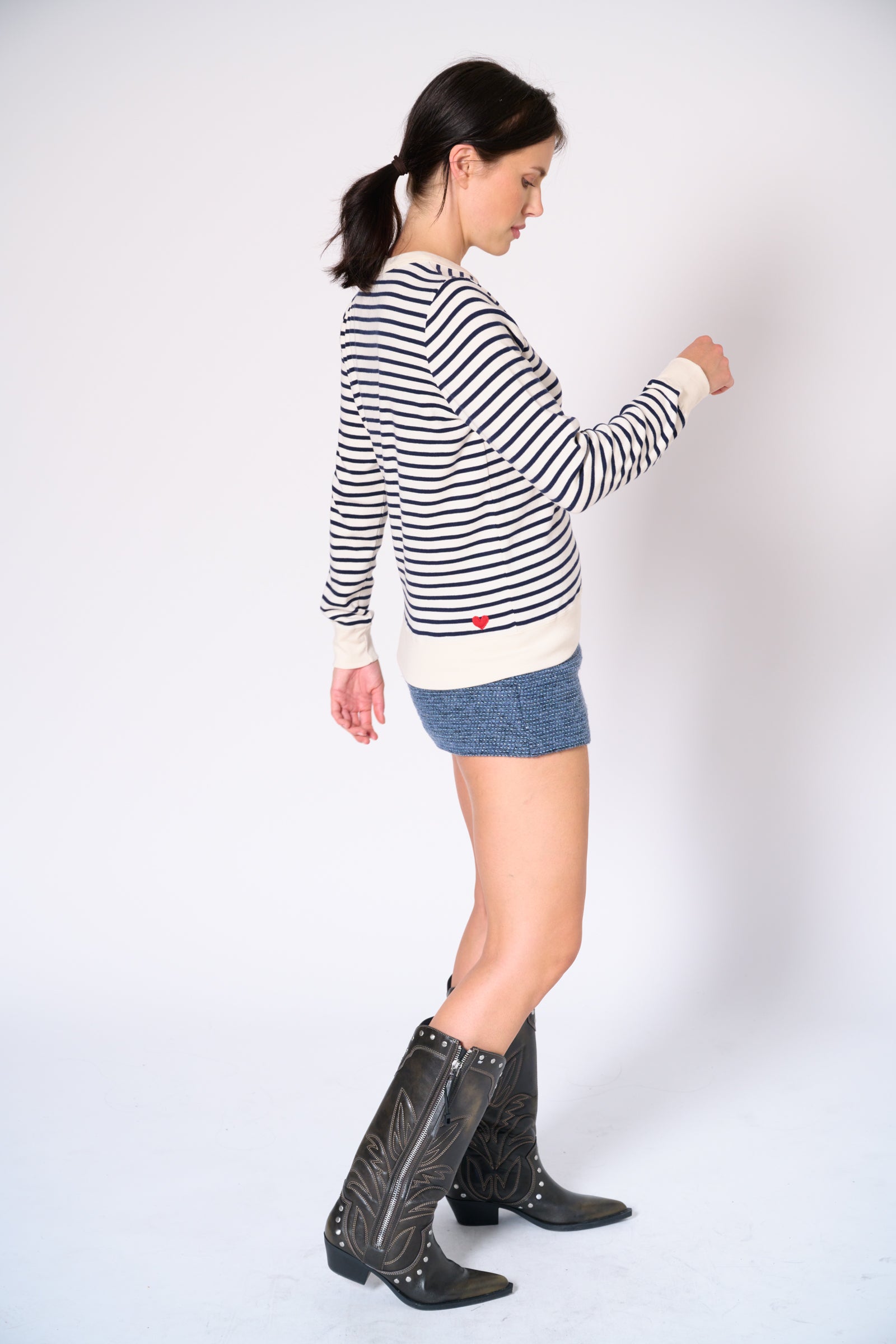 Genevieve stripe crew neck top