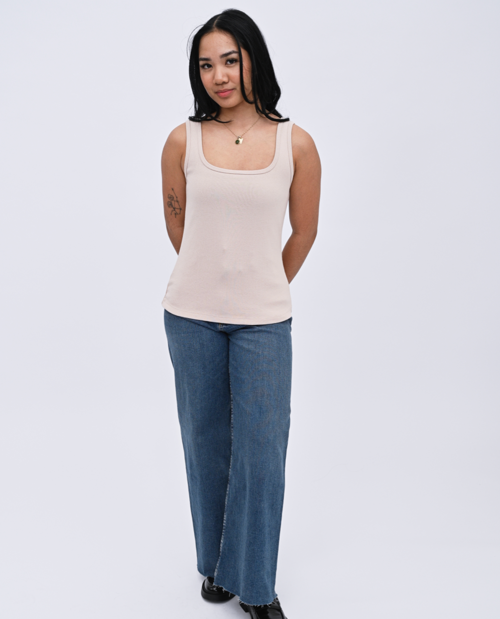 Navi square Neck Tank Top