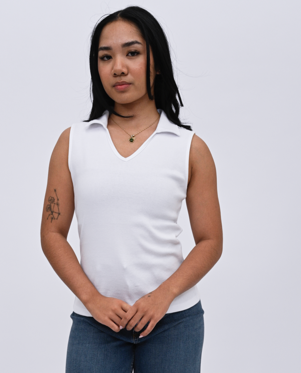 Sita sleeveless polo Top