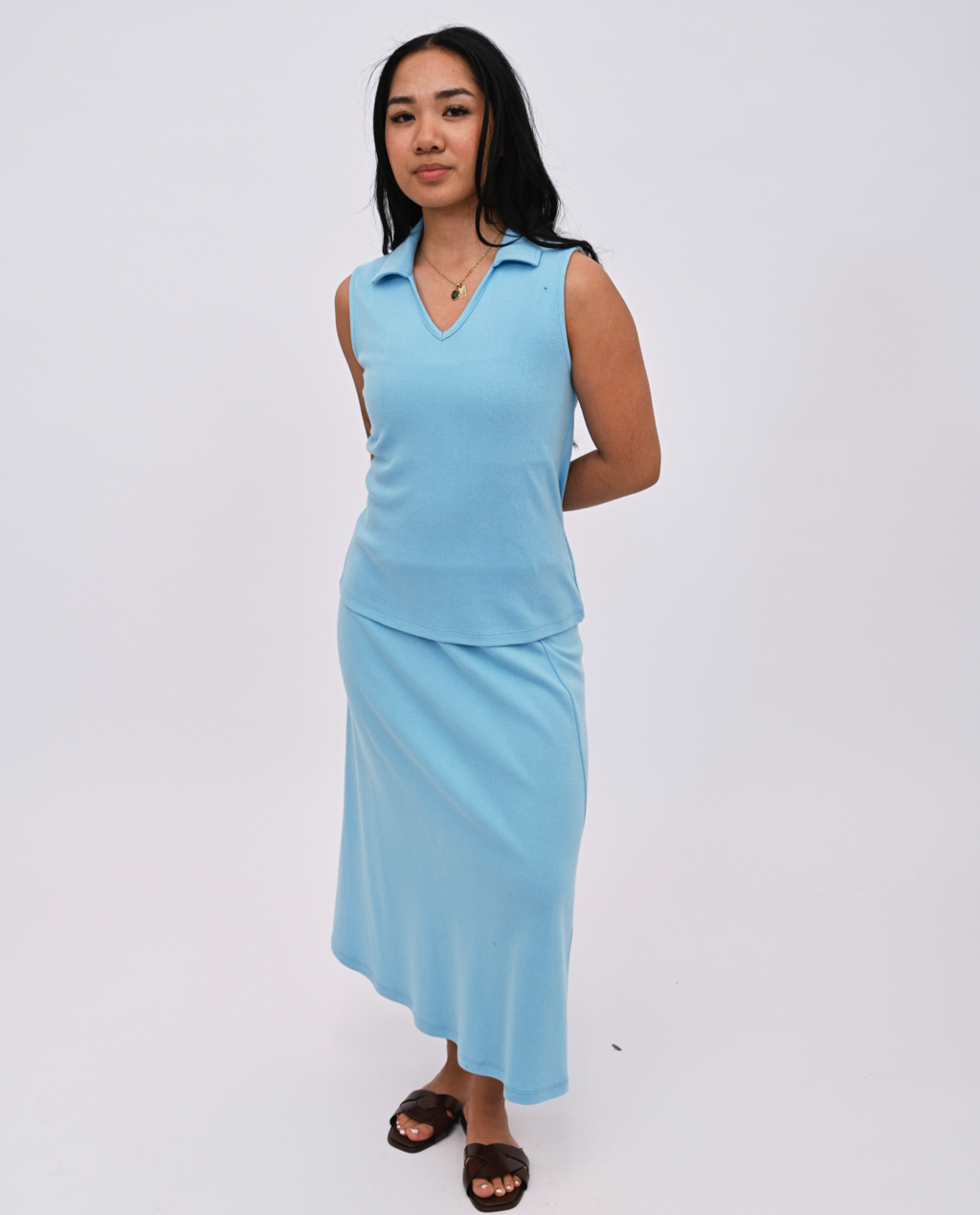 Sita sleeveless polo Top