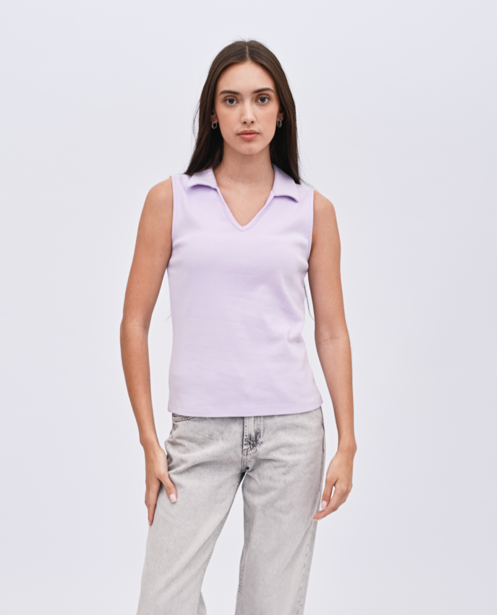 Sita sleeveless polo Top