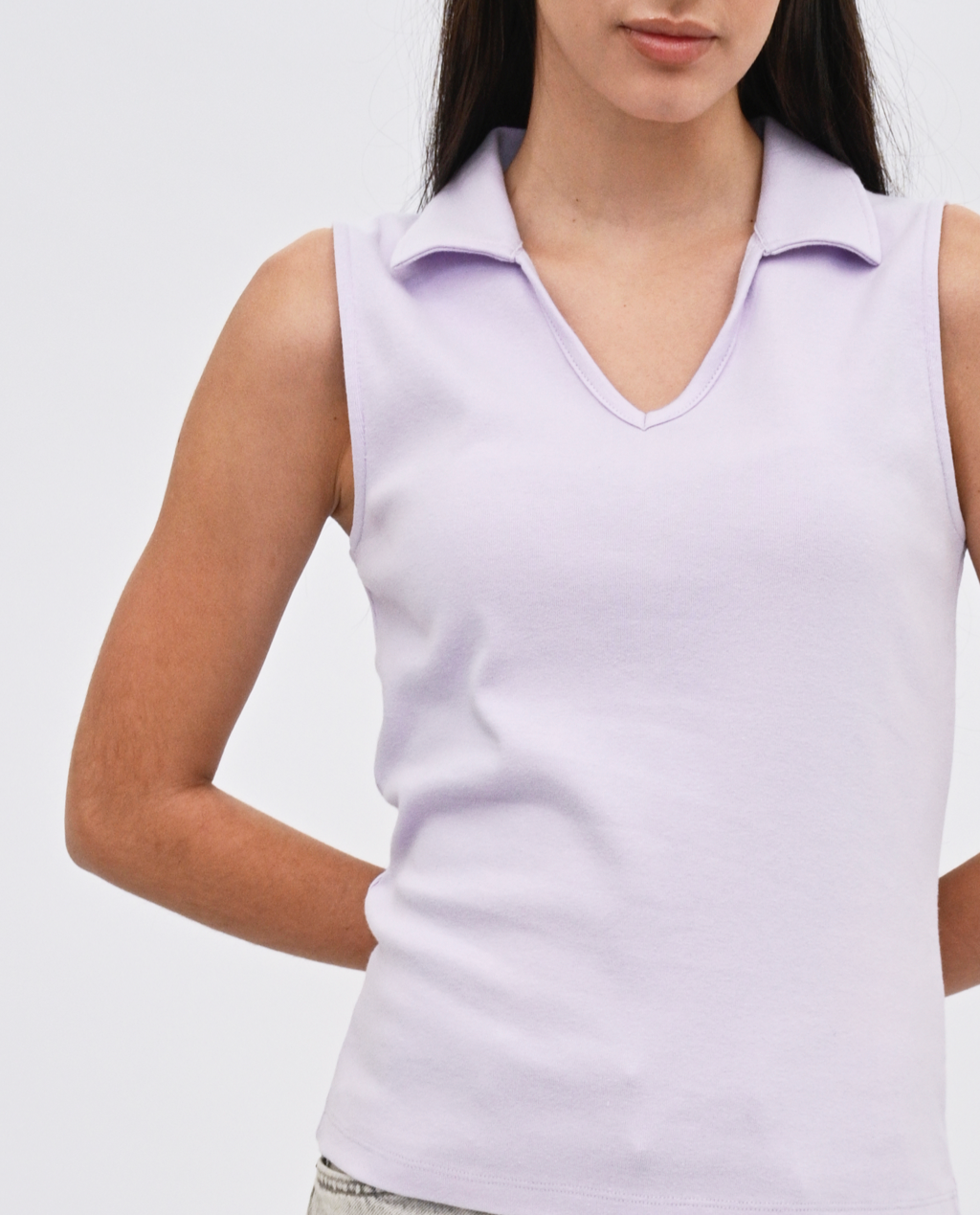 Sita sleeveless polo Top