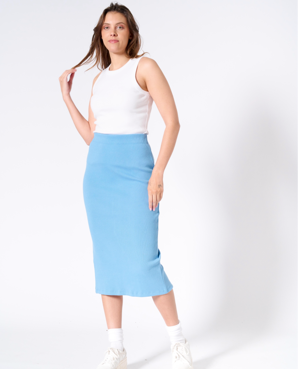 Vesta rib midi skirt