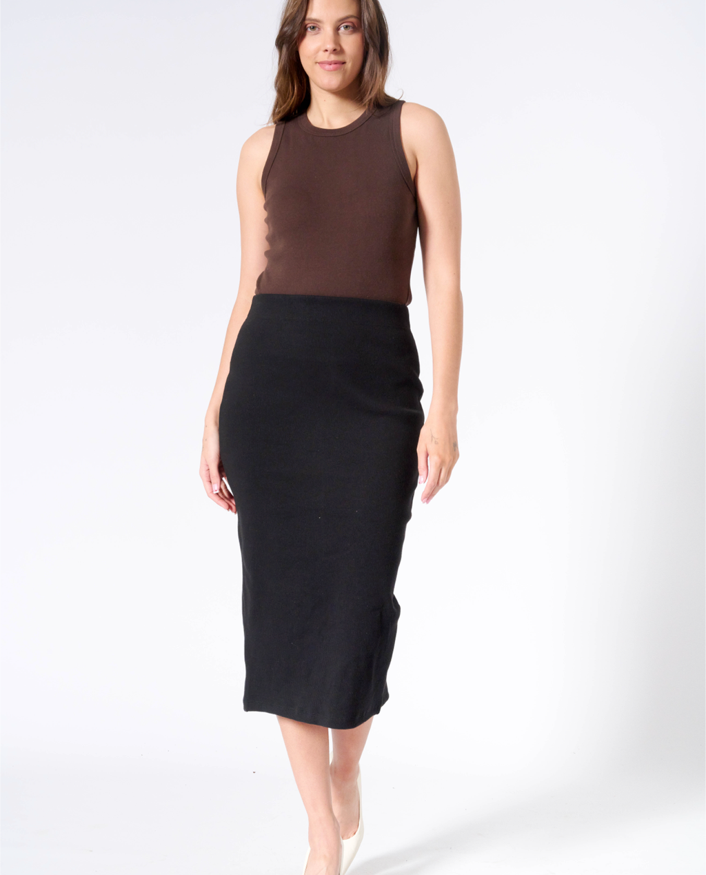 Vesta rib midi skirt