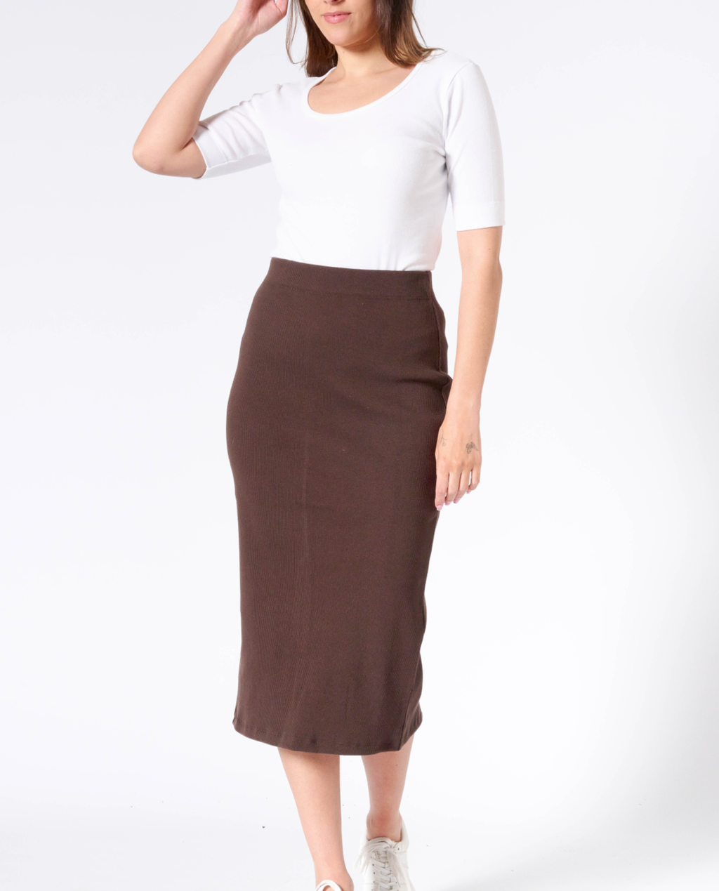 Vesta rib midi skirt