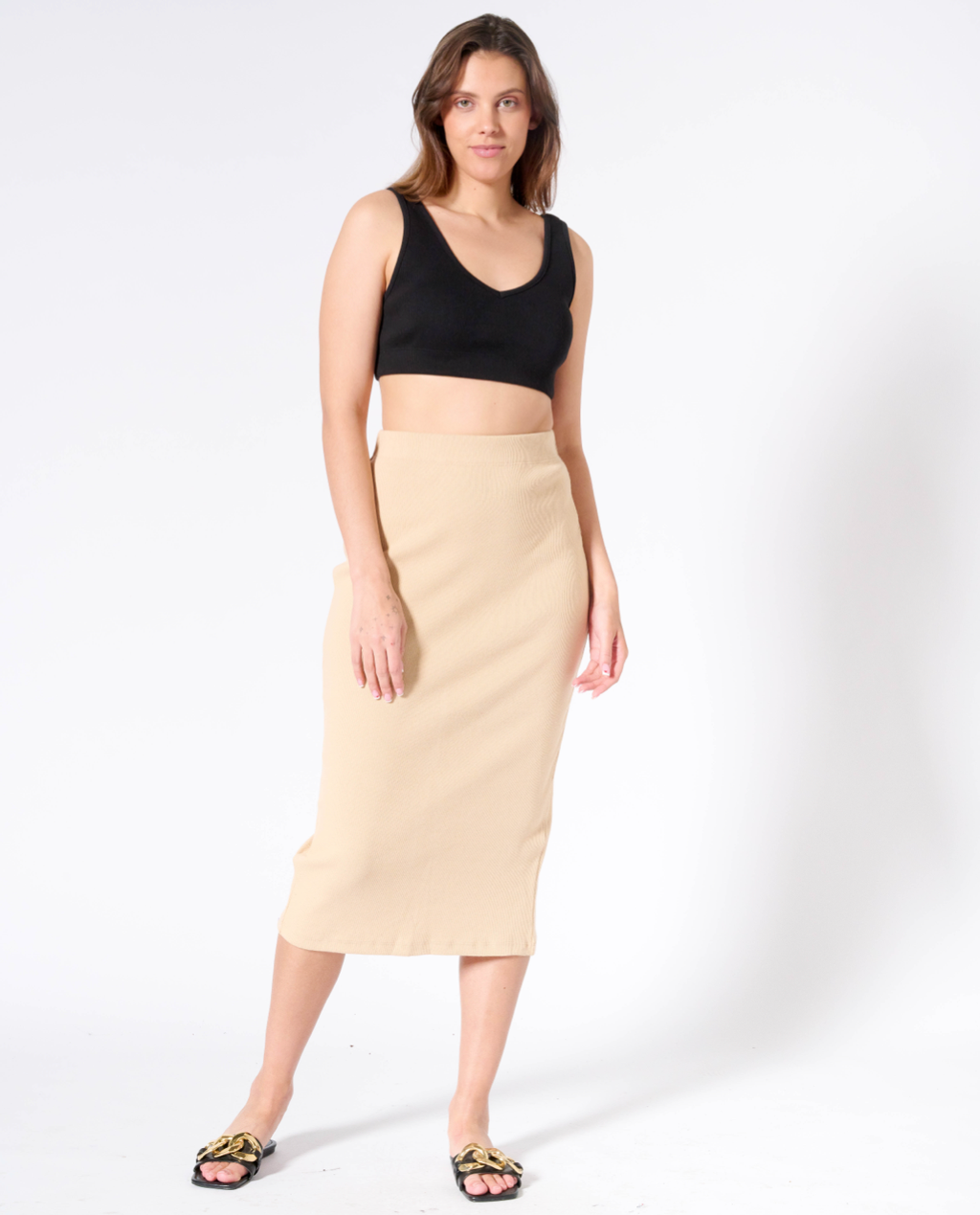 Vesta rib midi skirt