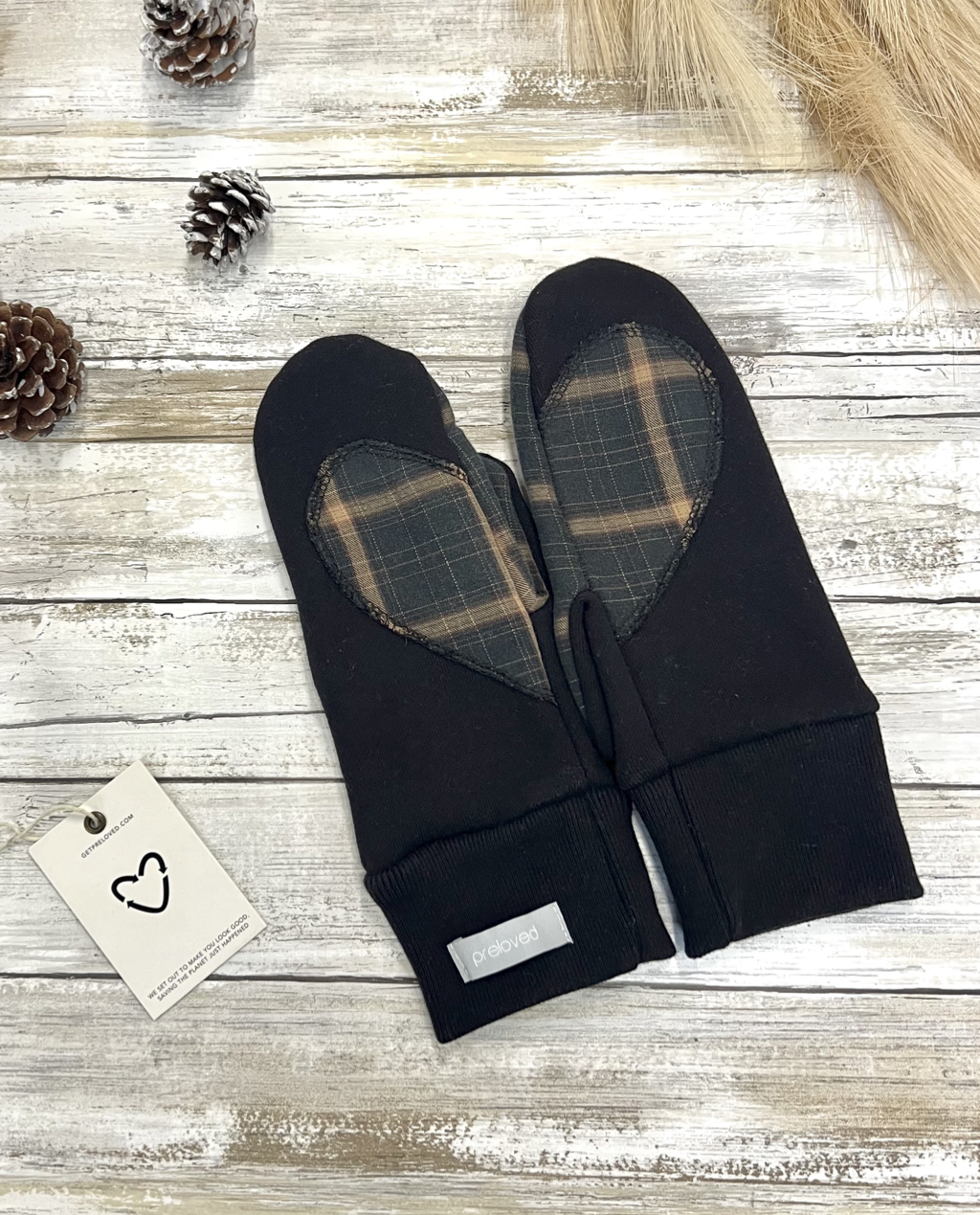 Ariel Mitts with Upcycled Flannel