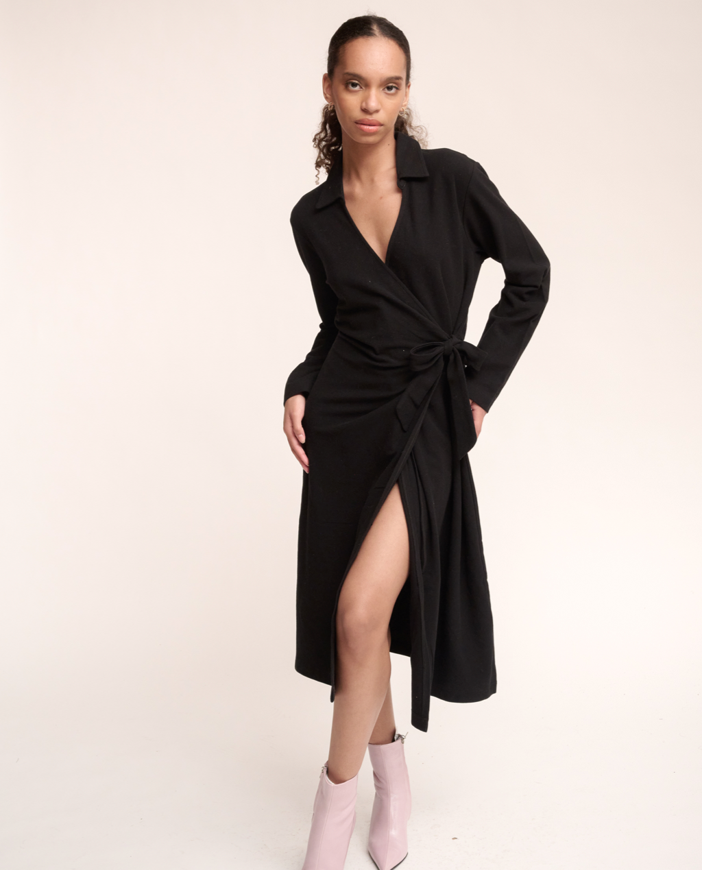 Cotton wrap 2025 midi dress