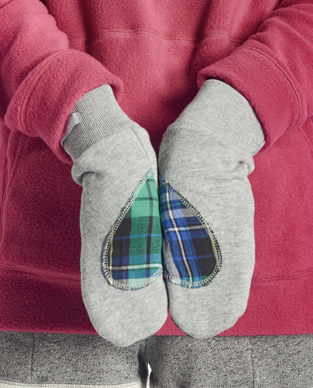 Ariel Mitts in black with Upcycled Flannel