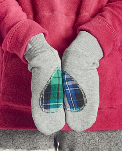 Ariel Mitts in black with Upcycled Flannel