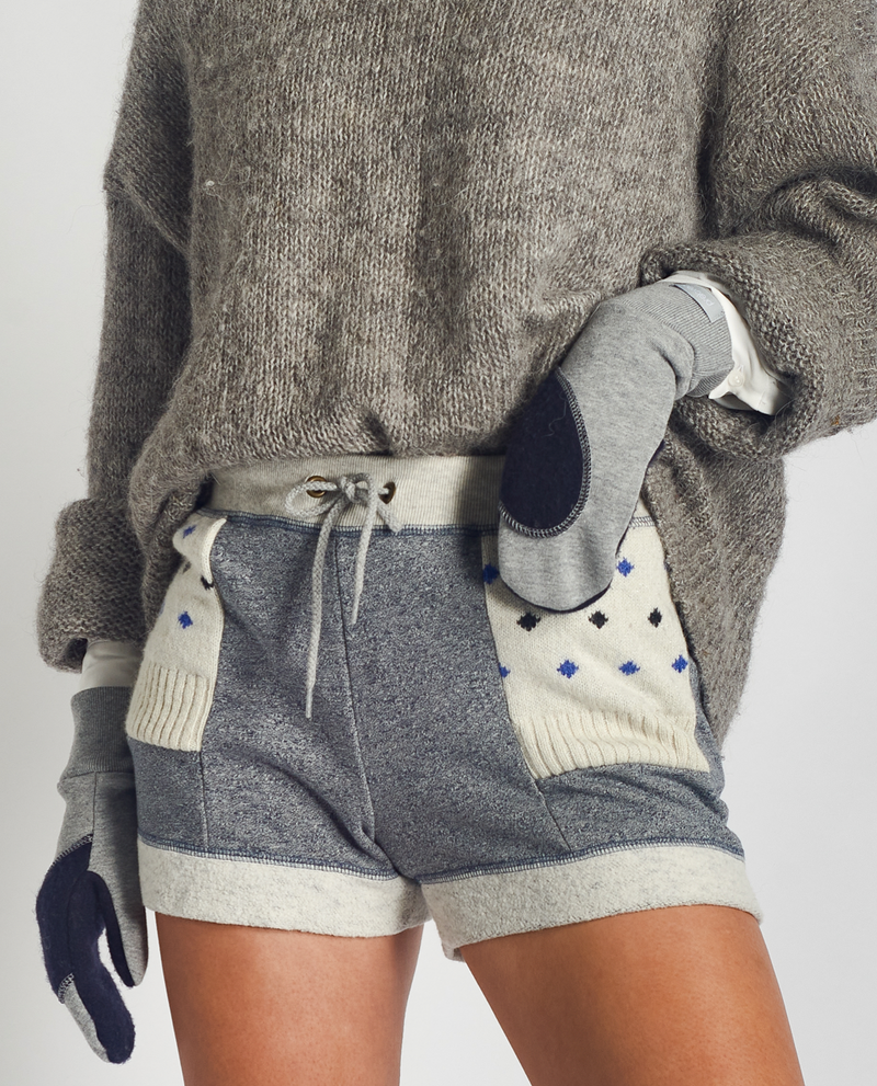 Ariel Mitts in Grey Mix with Upcycled Wool