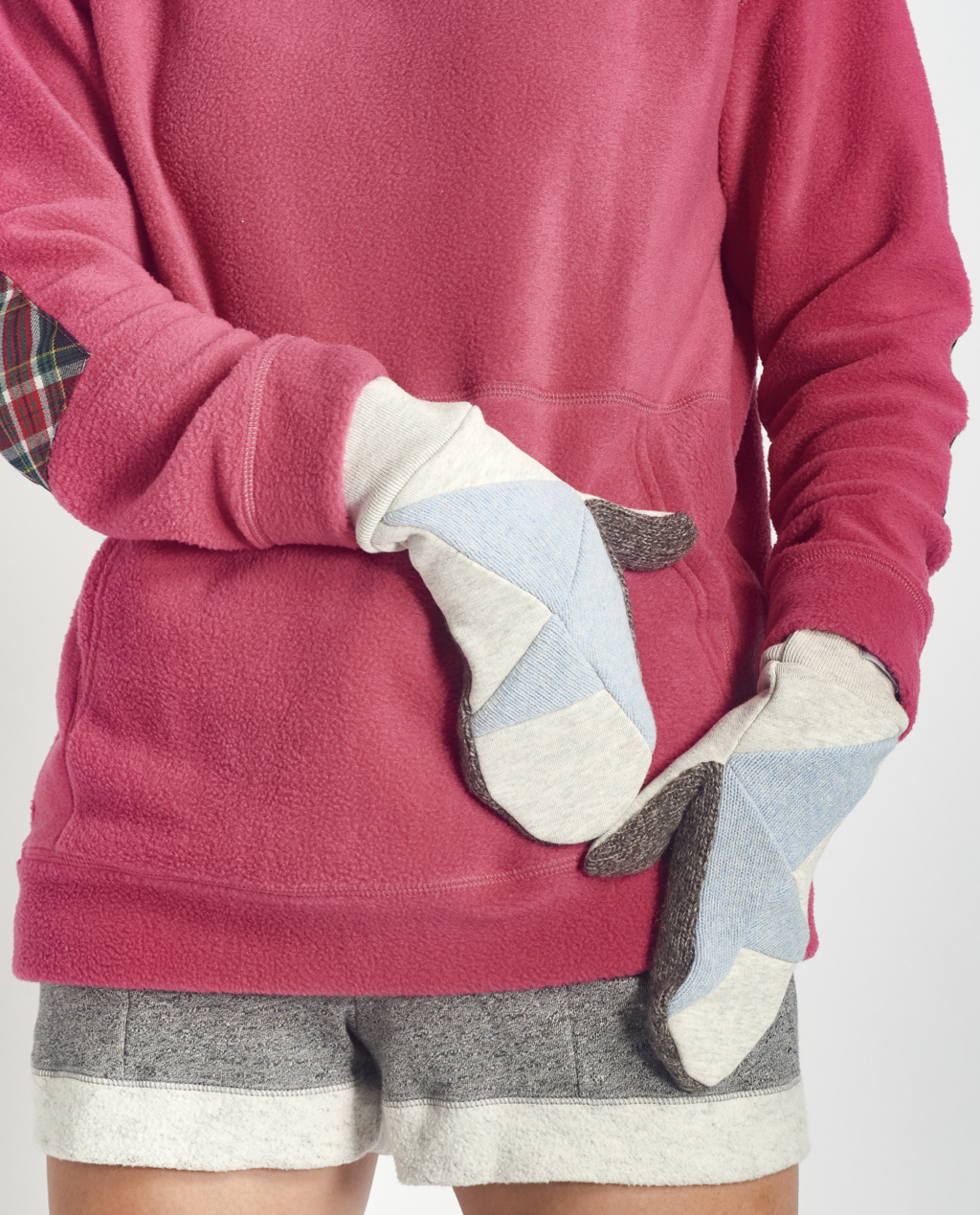 Skye Mitts in Eggshell Mix with Upcycled Wool