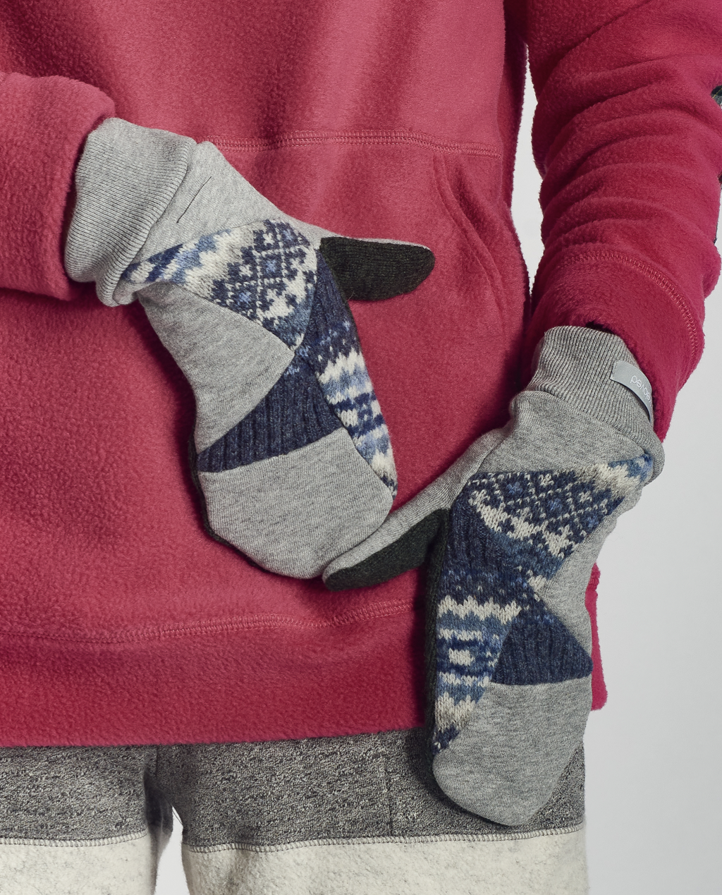 Skye Mitts in Grey Mix with Upcycled Wool